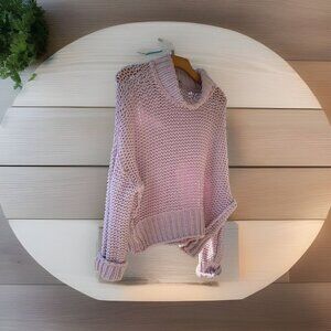 Free People Women’s Large My Only Sunshine Open Sweater Chunky Lilac Lagen Layer